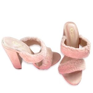 Pink Fuzzy Faux Furry Fluffy Heels